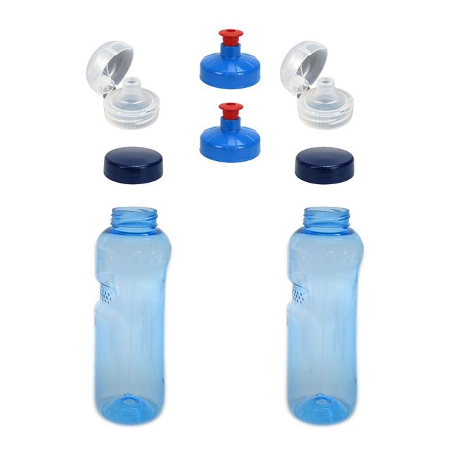 Bild 1 von 2x 0,75L Kavodrink Wasserflasche Trinkflasche + 2x FlipTop + 2x Push-Pull