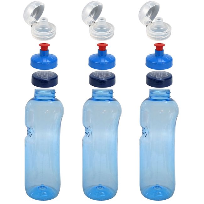 Bild 1 von Kavodrinkflasche 3x 1,0 Liter Lebensblumedeckel + 3x Flip Top + 3x Push Pull