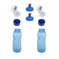 2x 0,5L Kavodrink Wasserflasche Trinkflasche + 2x FlipTop + 2x Push-Pull  / (Deckelvariante) Premiumdeckel mit integrierter Dichtung (2 Stück)
